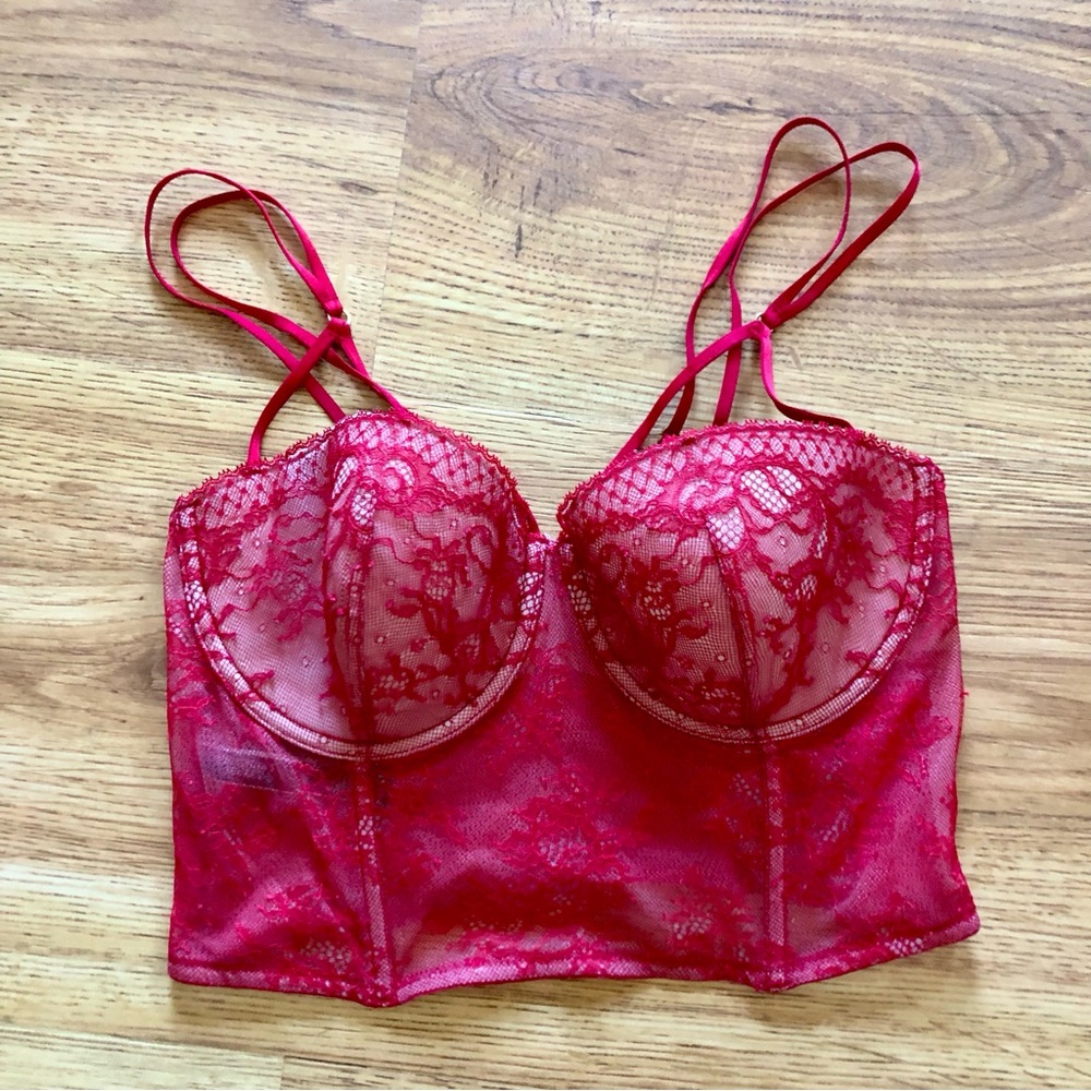 Victoria’s Secret Red Lace Bustier Corset 36D